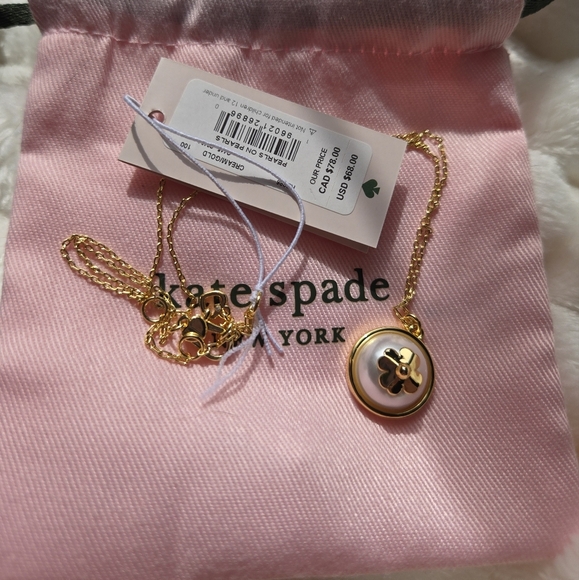 NWT Kate Spade Necklace Cream/Gold Pearls on Pearls - Picture 2 of 6
